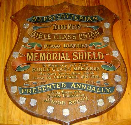 New Zealand Presbyterian Young Men's Bible Class Bible Class Shield 1914-1918