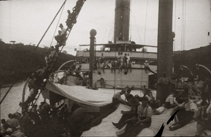 New Zealand Troopship Negotiating the Panama Canal, 1917