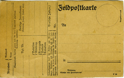 Unused German Feldpostkarte, c.1914-1918