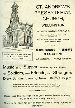 St Andrew's Church Wellington 'Outlook' add, 1918