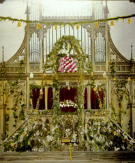 St Paul's Invercargill decorrated for a marriage, 1909